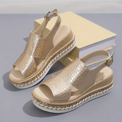 Eva - Stijlvolle Orthopedische Sandalen Dames met Espadrille Plateauzool en Slingback