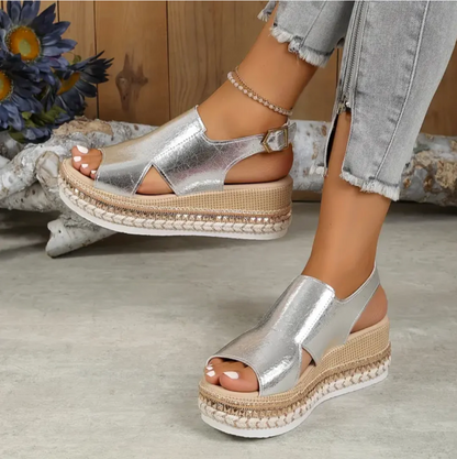 Eva - Stijlvolle Orthopedische Sandalen Dames met Espadrille Plateauzool en Slingback