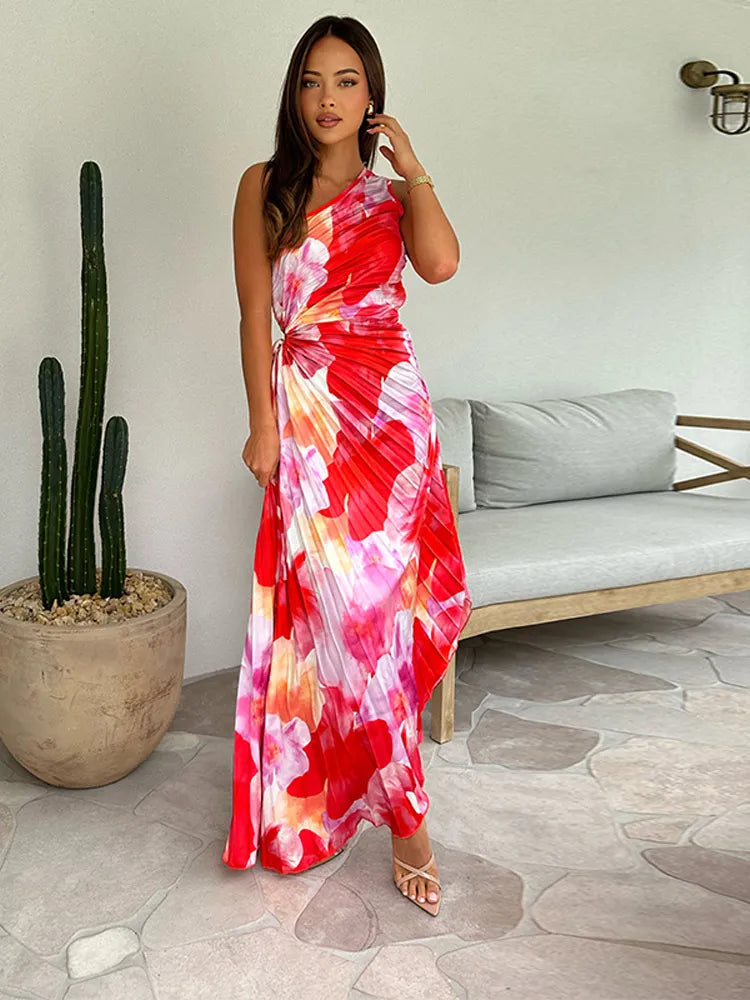 Eva - Vrolijke Zomerjurk Dames met V-hals en Geplooide Maxi Rok