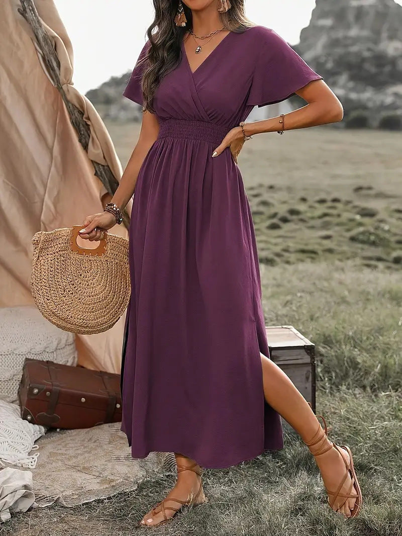 Femke - Boho Maxi Zomerjurk Dames met V-hals en Elastische Taille