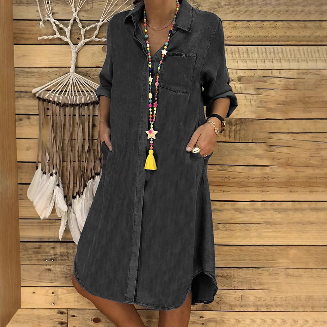 Femke - Casual Zomerjurk Dames met Blousekraag en Zakken