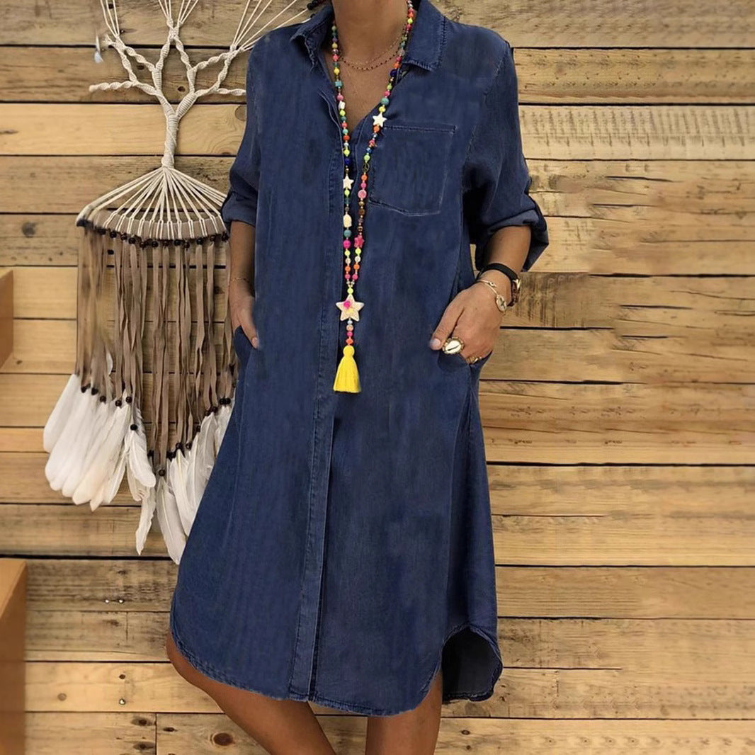 Femke - Casual Zomerjurk Dames met Blousekraag en Zakken