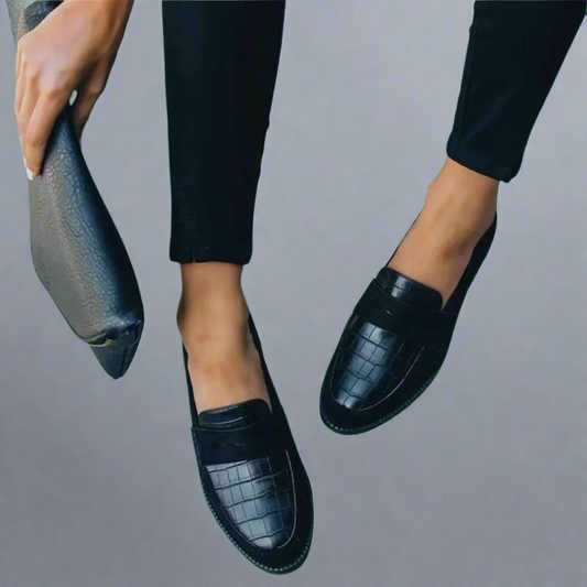 Femke - Chique Instappers Dames met Croco Print en Comfortabele Pasvorm