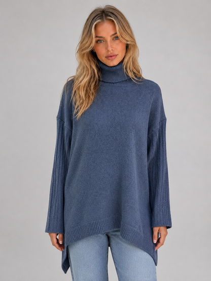Femke - Dames Coltrui Oversized met Zijsplitten en Asymmetrische Zoom