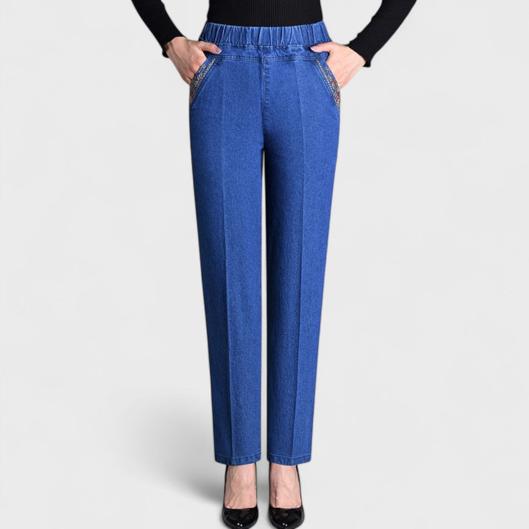 Femke - Dames Jeans High Waist met Stretch en Relaxte Rechte Pijp