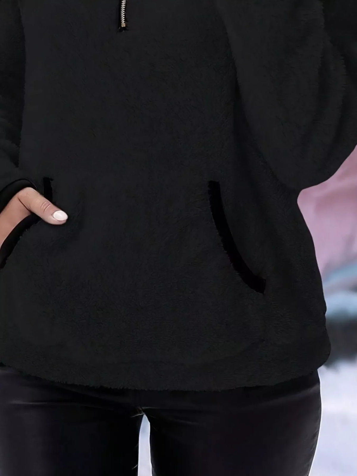 Femke - Dames Trui Quarter Zip Warm Fleece Stijl met Opstaande Kraag