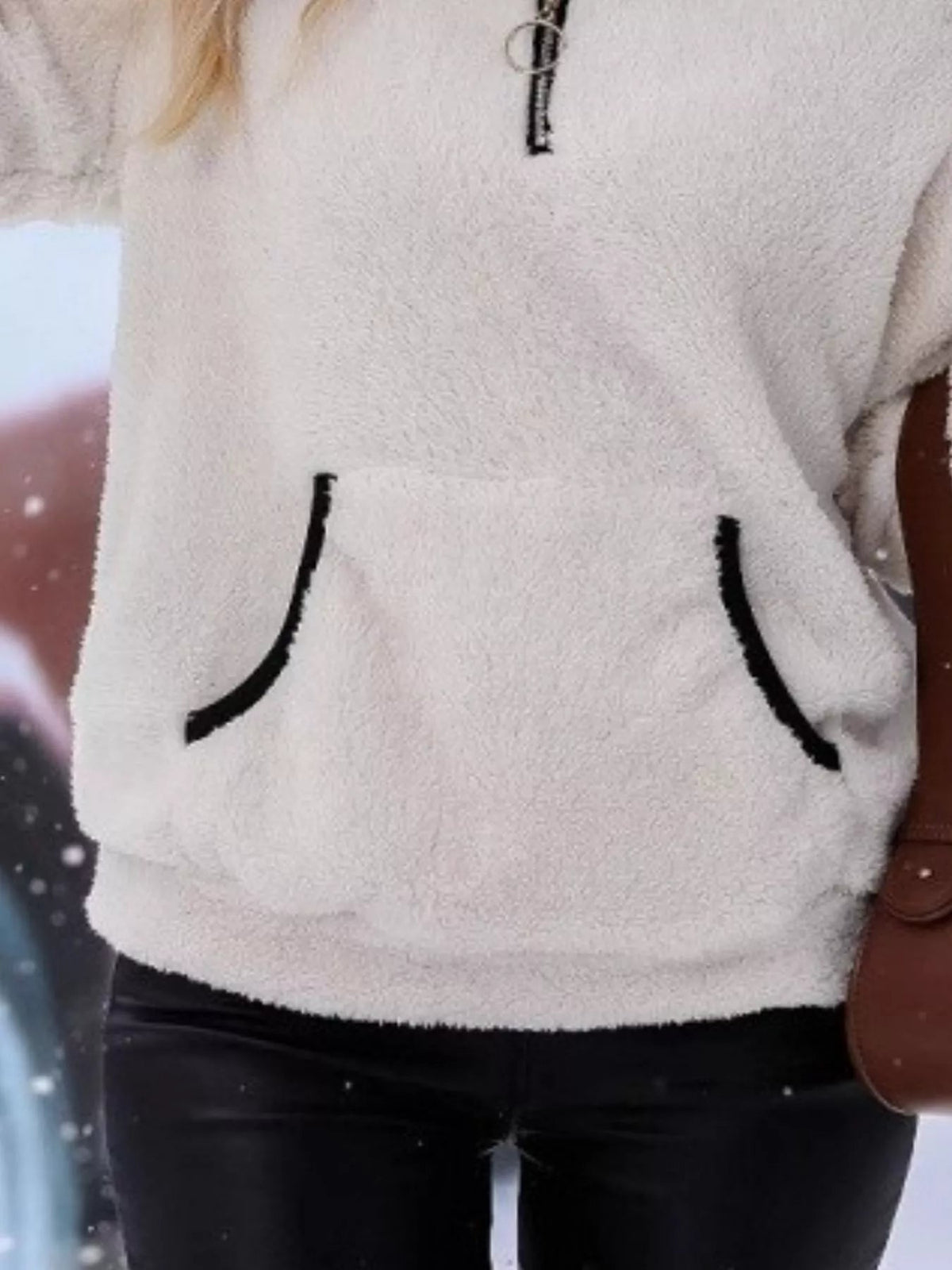 Femke - Dames Trui Quarter Zip Warm Fleece Stijl met Opstaande Kraag