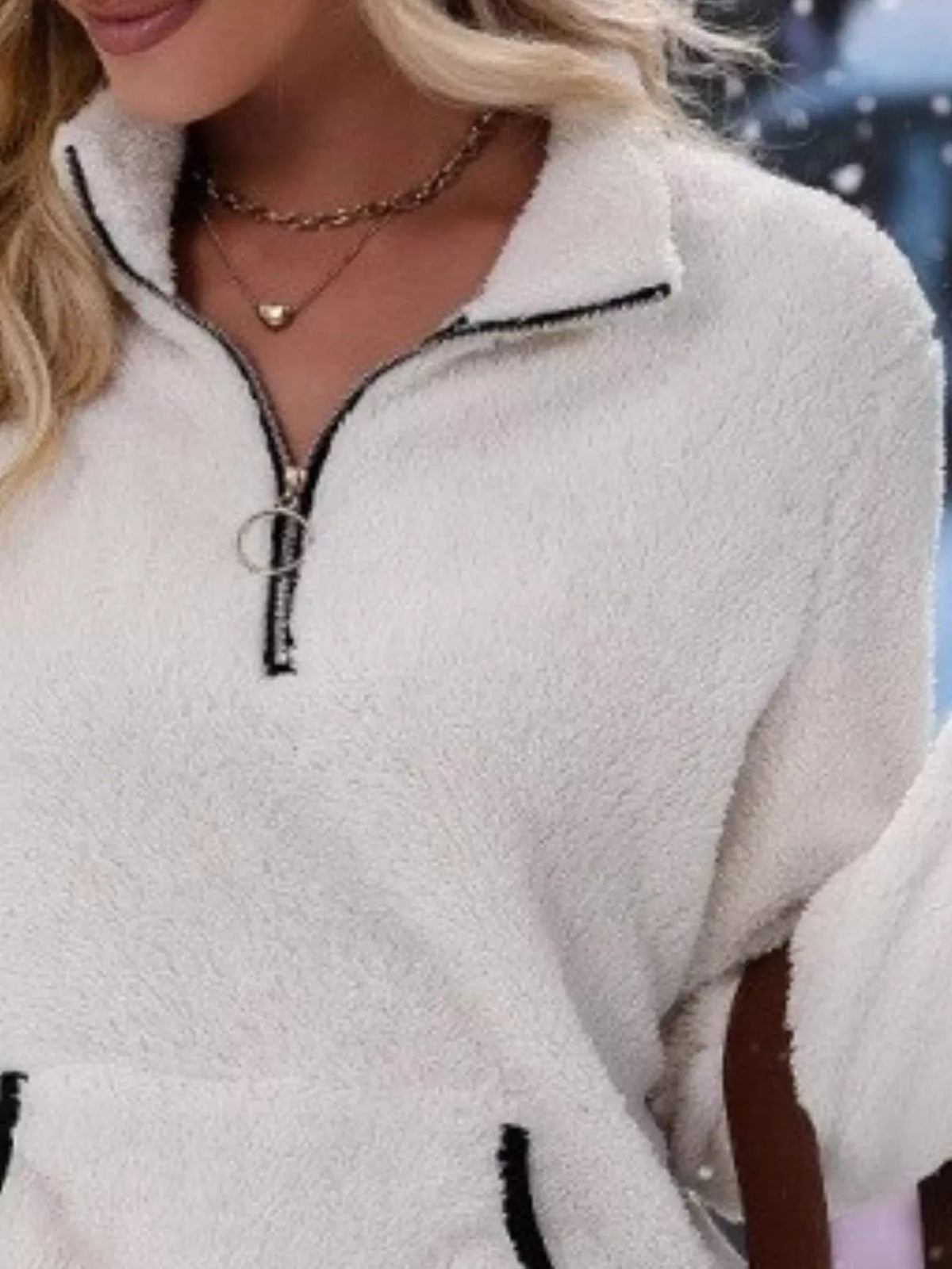 Femke - Dames Trui Quarter Zip Warm Fleece Stijl met Opstaande Kraag