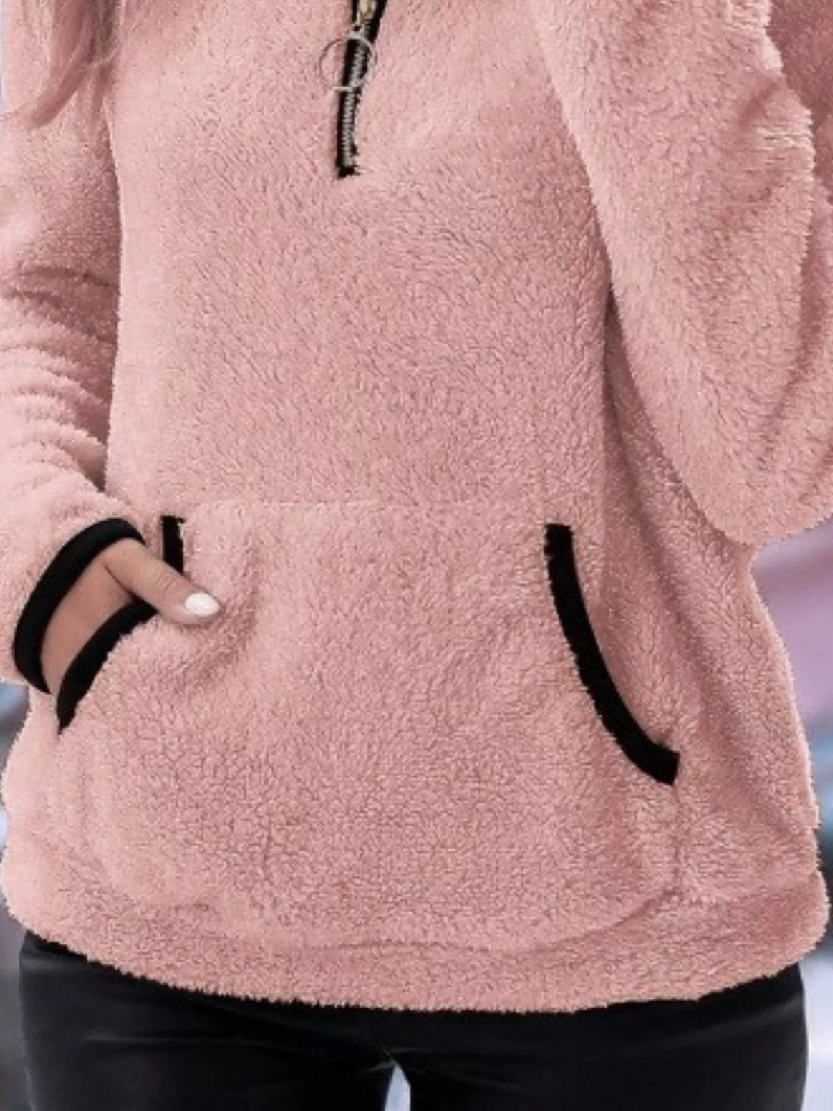 Femke - Dames Trui Quarter Zip Warm Fleece Stijl met Opstaande Kraag