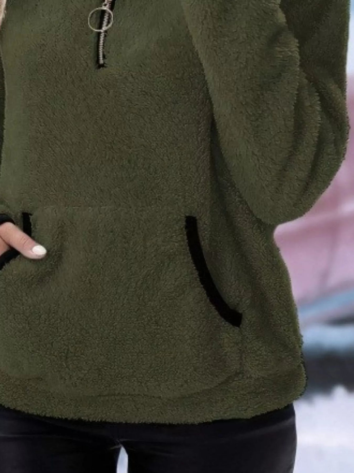 Femke - Dames Trui Quarter Zip Warm Fleece Stijl met Opstaande Kraag