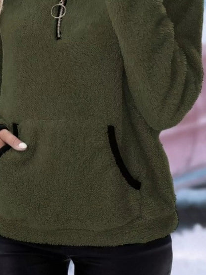Femke - Dames Trui Quarter Zip Warm Fleece Stijl met Opstaande Kraag