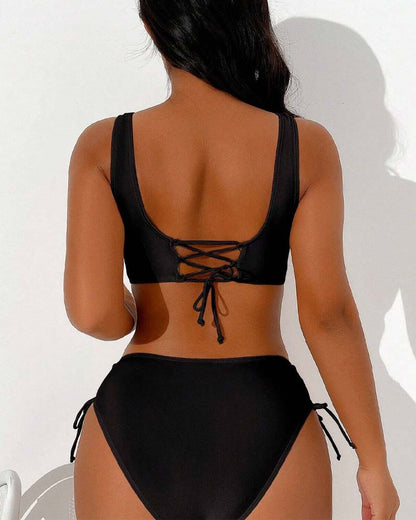 Femke - Elegante Bikini Set Dames met Gekruiste Top en Hoge Taille