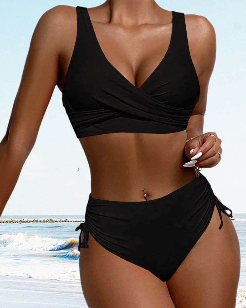 Femke - Elegante Bikini Set Dames met Gekruiste Top en Hoge Taille