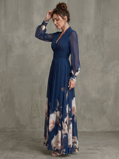 Femke - Romantische Zomerjurk Dames Maxi met Bloemenprint en Lange Mouwen