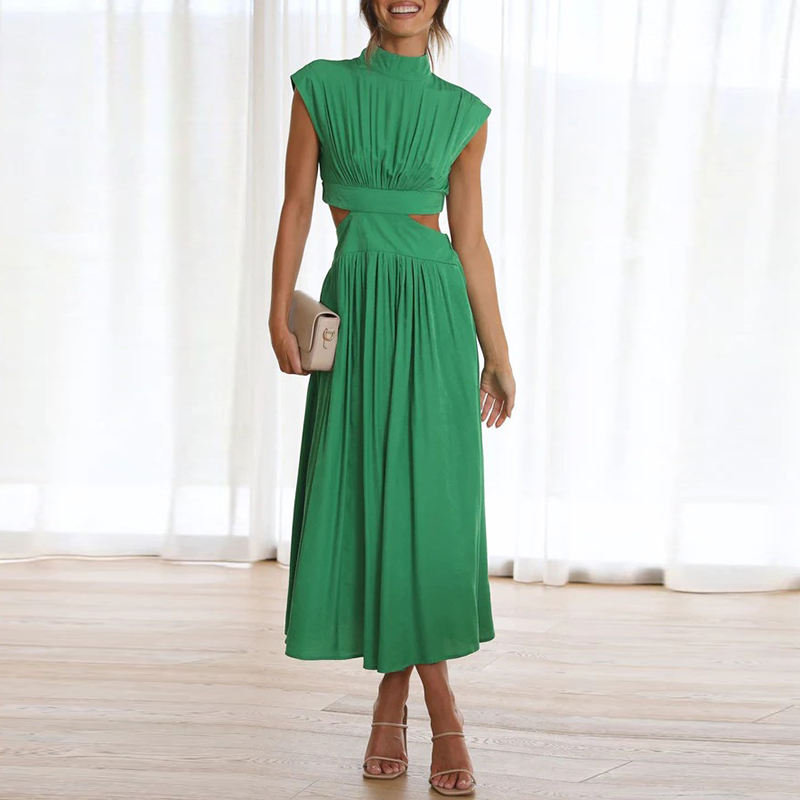 Femke - Sexy Bruiloft Gastenjurk Dames met Colhals en Cut-out Taille