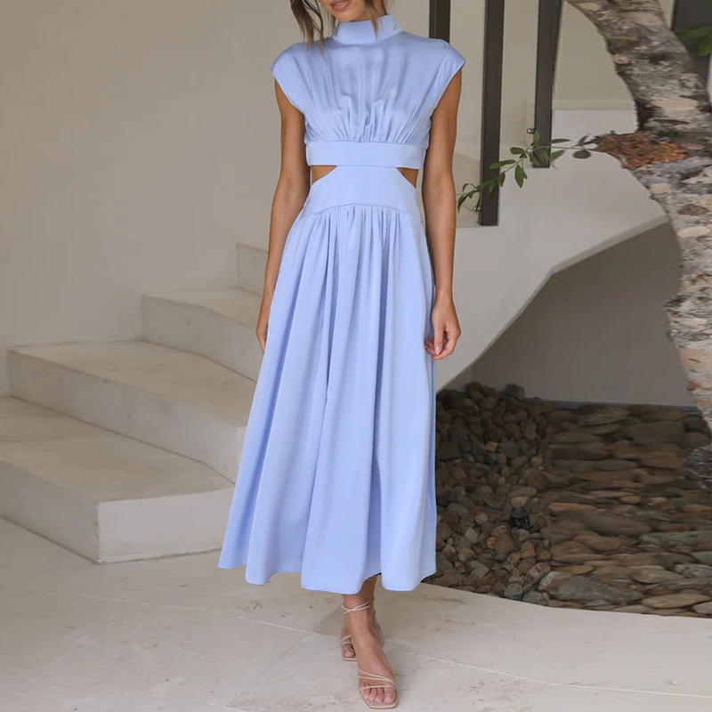 Femke - Sexy Bruiloft Gastenjurk Dames met Colhals en Cut-out Taille