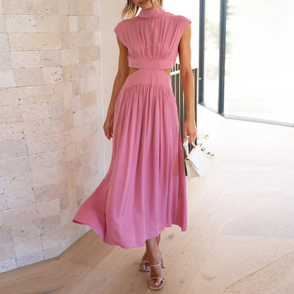 Femke - Sexy Bruiloft Gastenjurk Dames met Colhals en Cut-out Taille