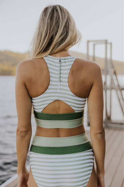 Femke - Stijlvolle Bikini Set Dames met High Neck Top en Hoge Taille