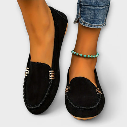 Fenna - Casual Orthopedische Instappers Dames met Ondersteunende Zool en Gouden Detail