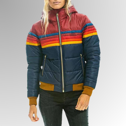 Fenna - Dames Gewatteerde Herfstjas met Ritssluiting en Capuchon