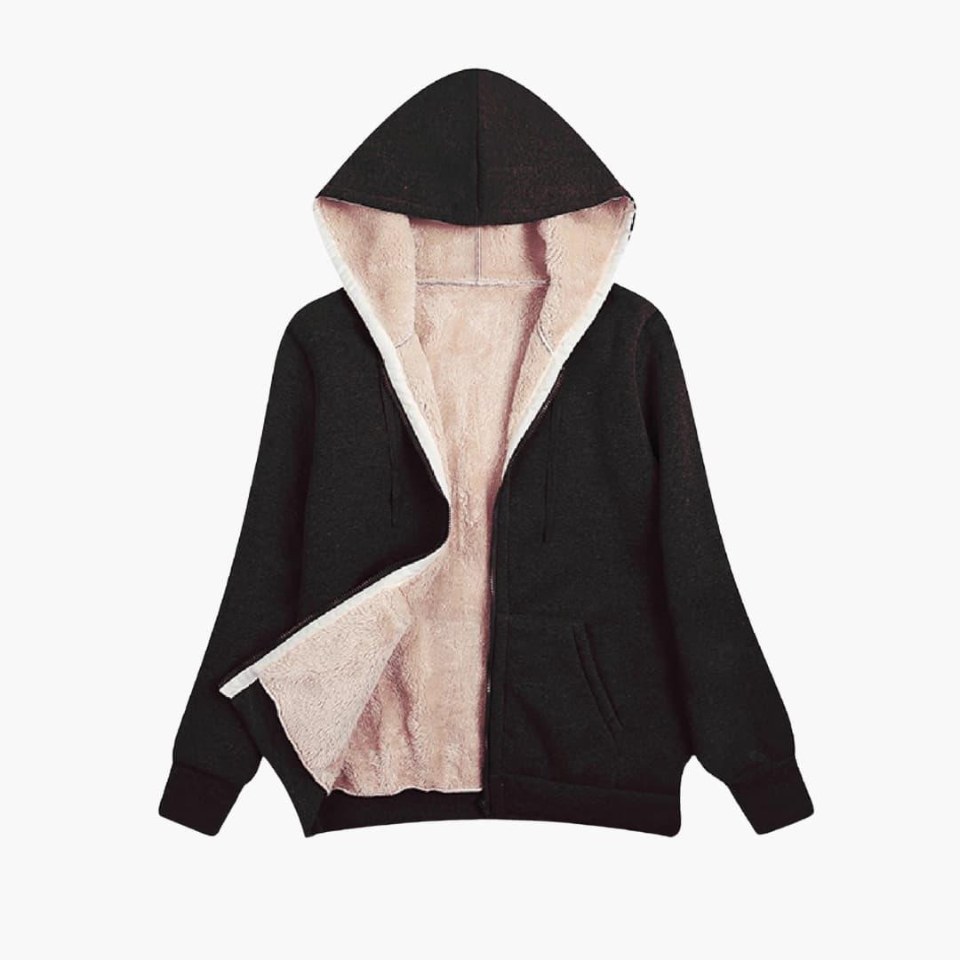 Fenna - Dames Hoodie met Rits en Fleecevoering Doorlopend in de Capuchon