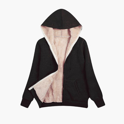 Fenna - Dames Hoodie met Rits en Fleecevoering Doorlopend in de Capuchon