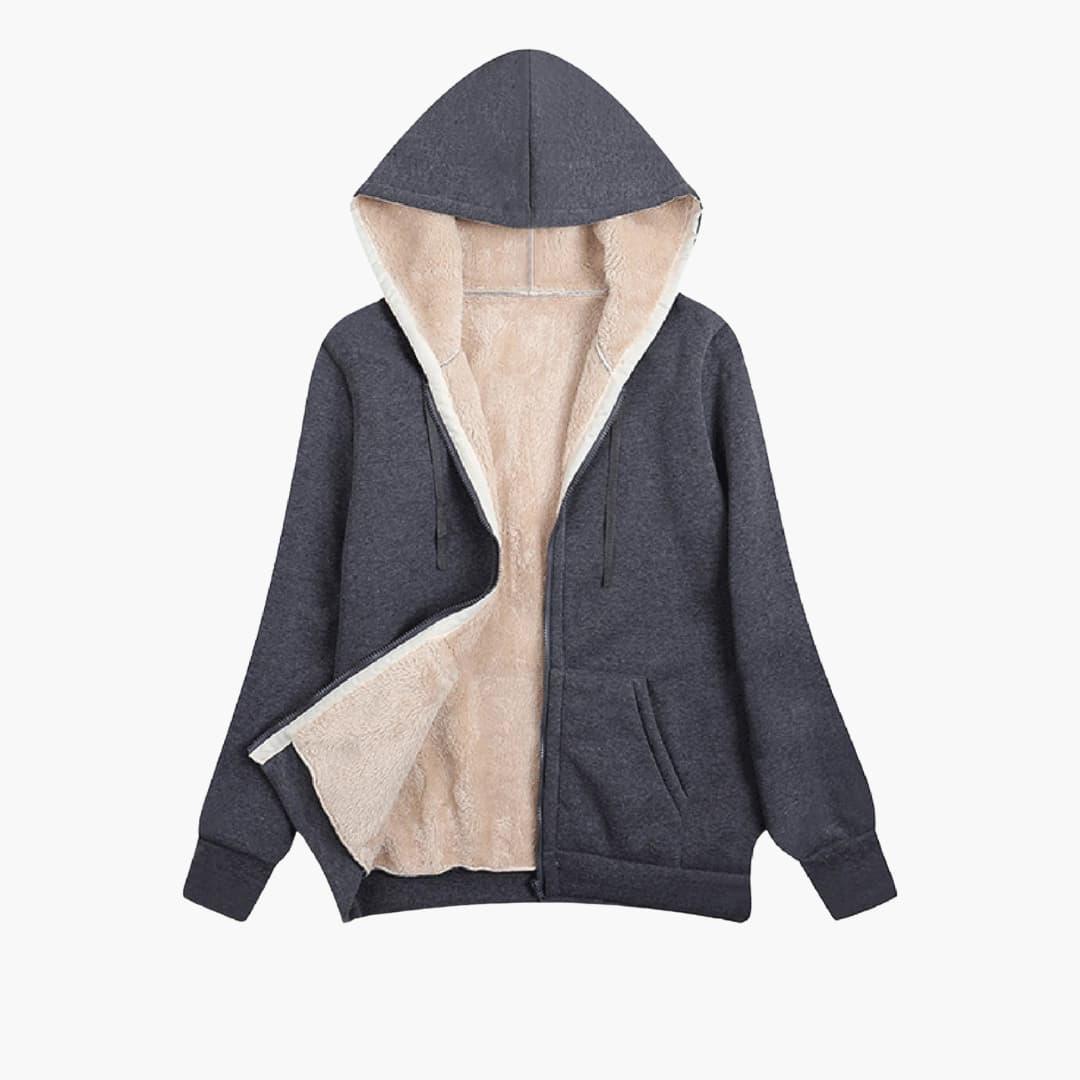 Fenna - Dames Hoodie met Rits en Fleecevoering Doorlopend in de Capuchon