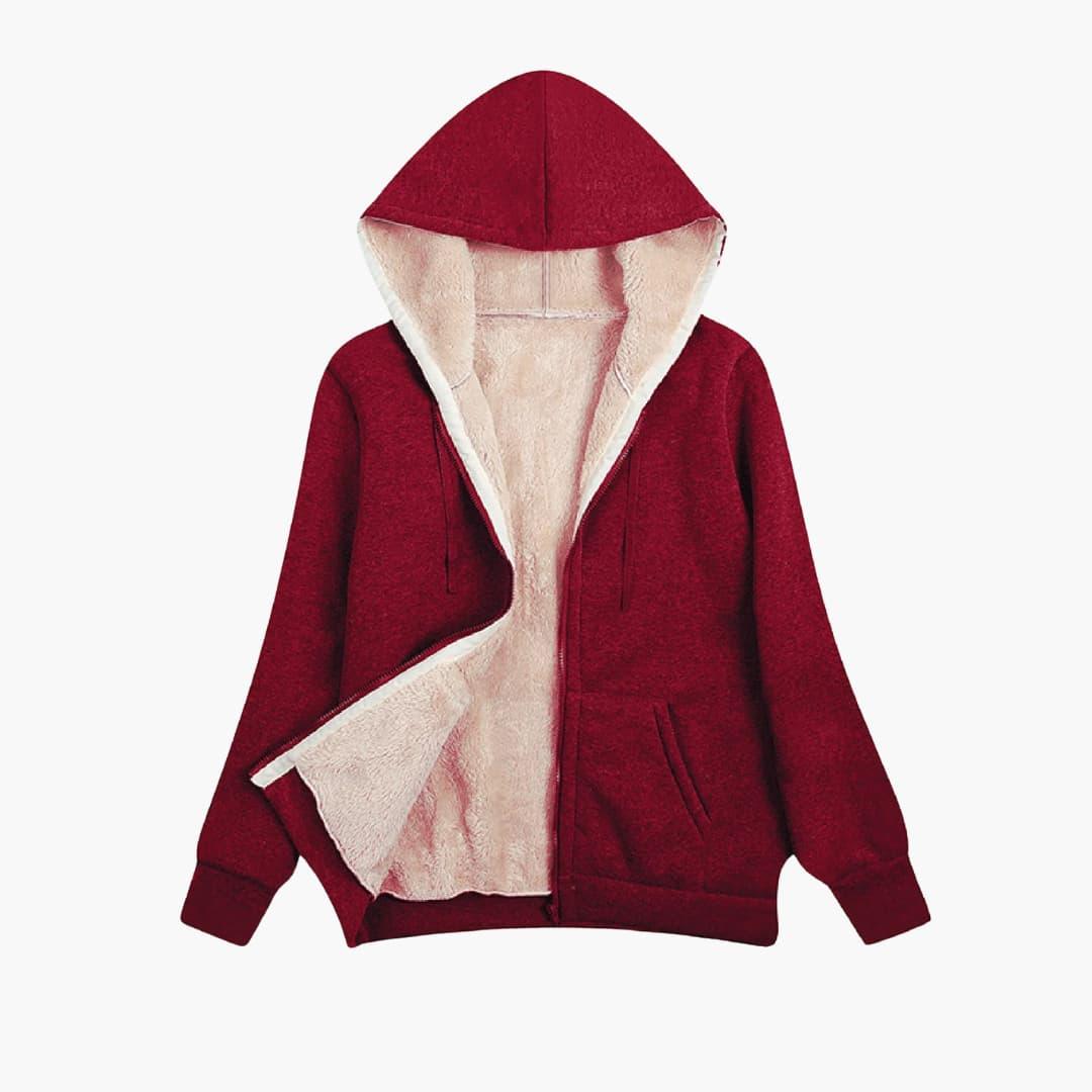 Fenna - Dames Hoodie met Rits en Fleecevoering Doorlopend in de Capuchon
