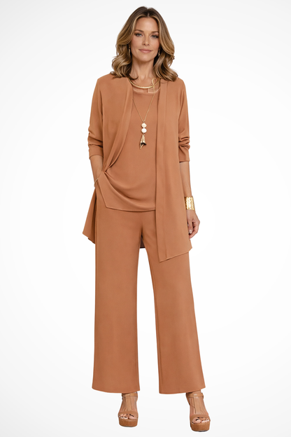Fenna - Elegante Dames Co-ord Set Feestelijk met Wijde Broek en Vest