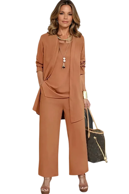Fenna - Elegante Dames Co-ord Set Feestelijk met Wijde Broek en Vest