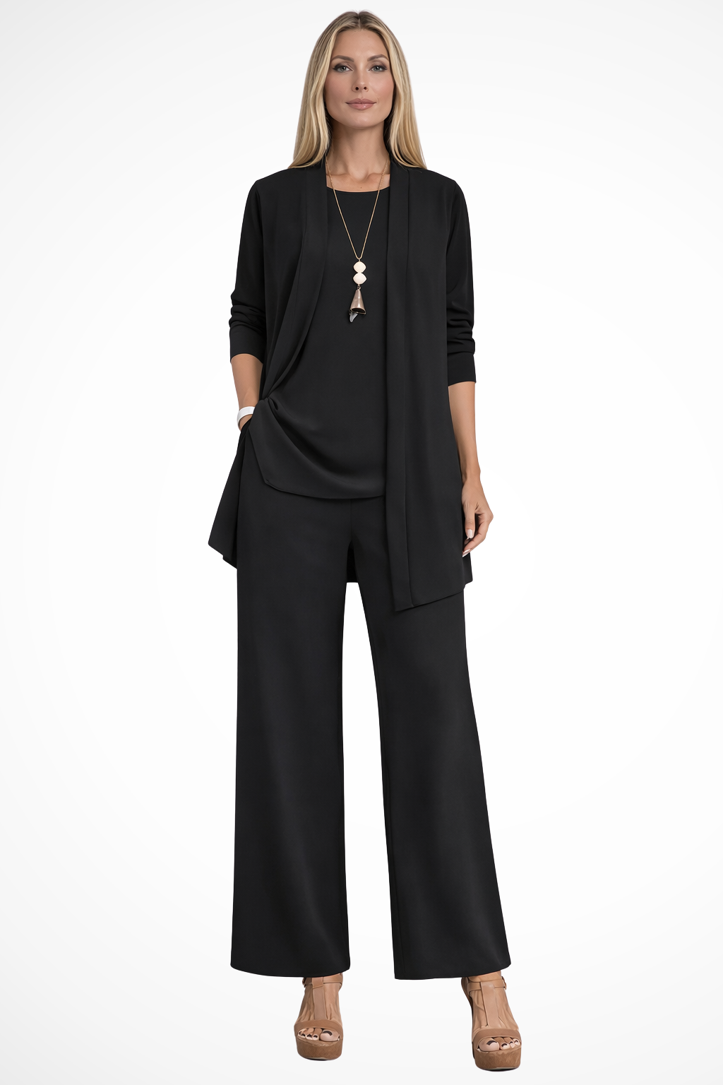 Fenna - Elegante Dames Co-ord Set Feestelijk met Wijde Broek en Vest