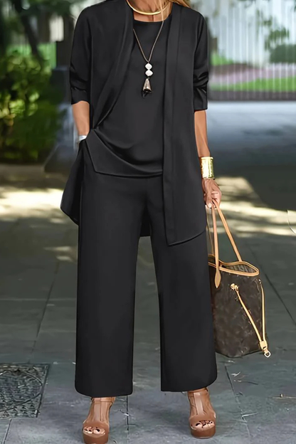 Fenna - Elegante Dames Co-ord Set Feestelijk met Wijde Broek en Vest