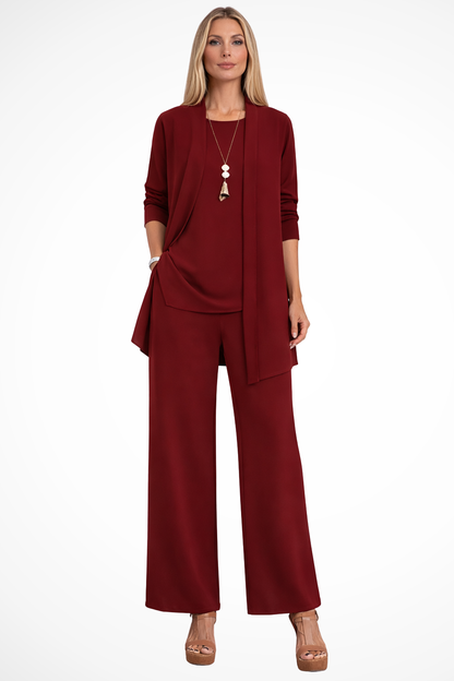 Fenna - Elegante Dames Co-ord Set Feestelijk met Wijde Broek en Vest