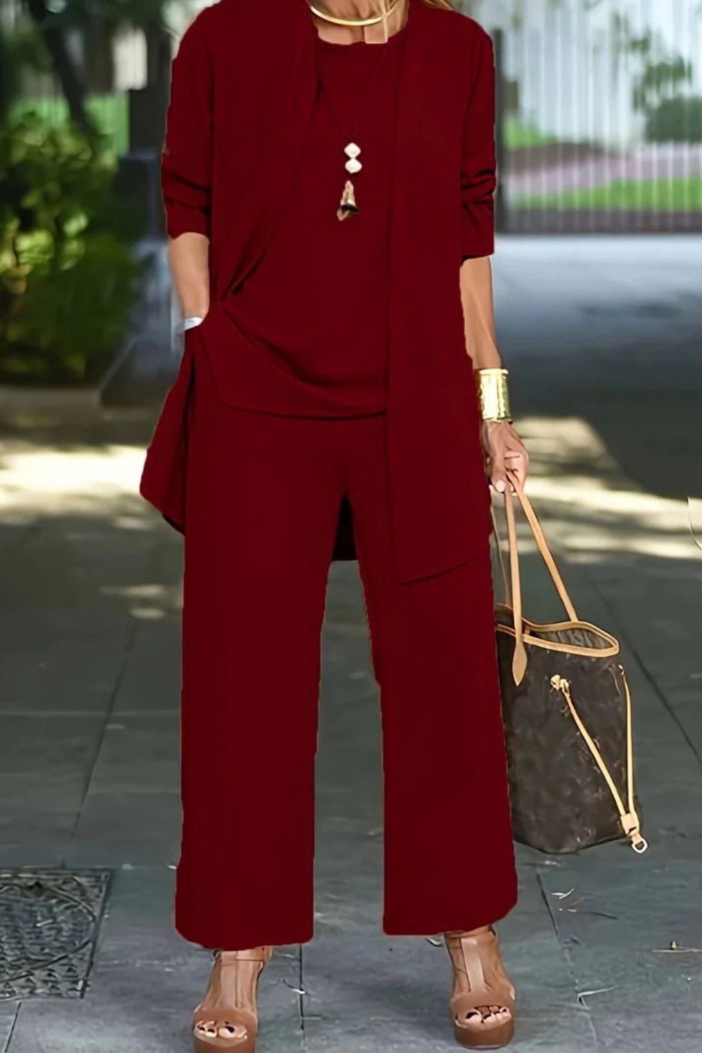 Fenna - Elegante Dames Co-ord Set Feestelijk met Wijde Broek en Vest
