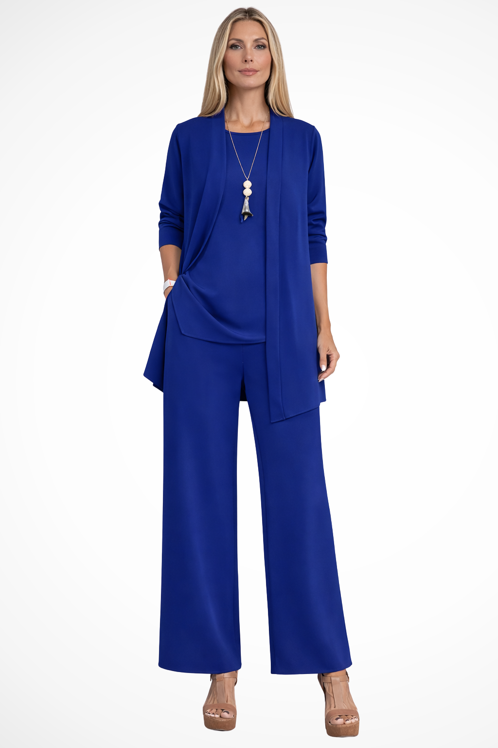 Fenna - Elegante Dames Co-ord Set Feestelijk met Wijde Broek en Vest