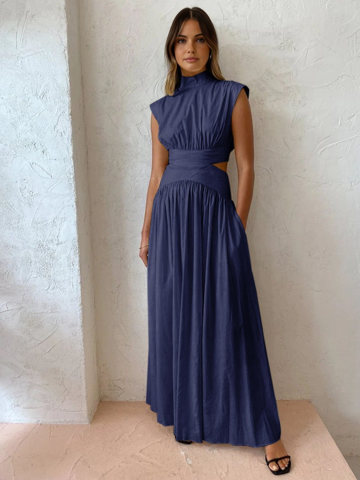 Fenna - Elegante Zomerjurk Dames met Cut-out en Hoge Hals