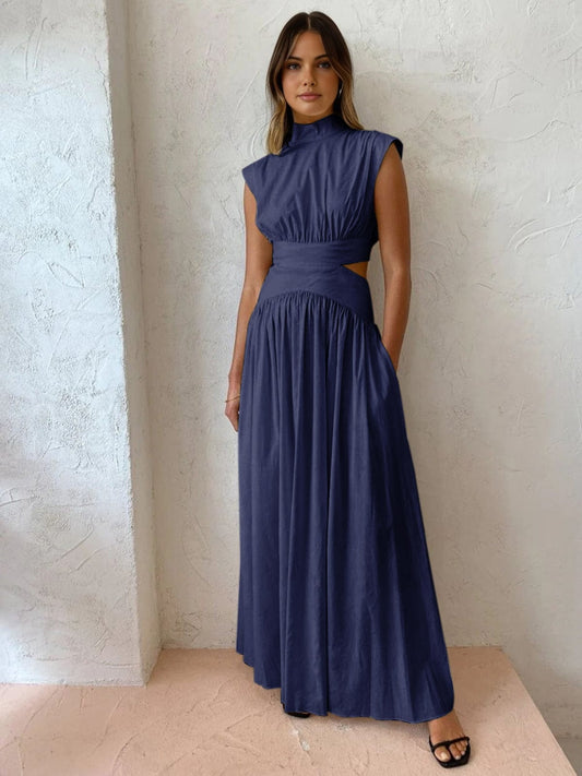 Fenna - Elegante Zomerjurk Dames met Cut-out en Hoge Hals