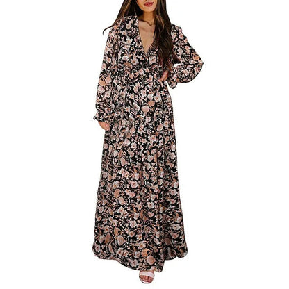 Fenna - Romantische Bruiloft Gastenjurk Dames met Bloemenprint en Gelaagde Maxi-rok