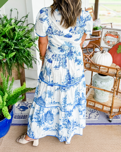 Fenna - Romantische Bruiloft Gastenjurk Dames met Paisleyprint en Getailleerde Taille
