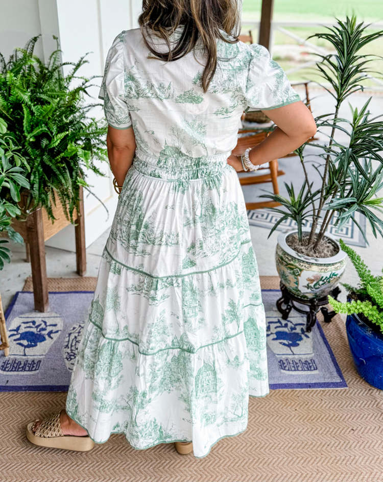 Fenna - Romantische Bruiloft Gastenjurk Dames met Paisleyprint en Getailleerde Taille