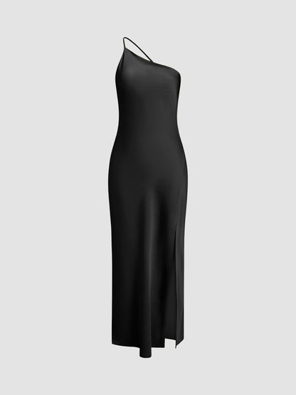 Fenna - Stijlvolle Bruiloft Gastenjurk Dames met One-Shoulder Hals en Zielsplit