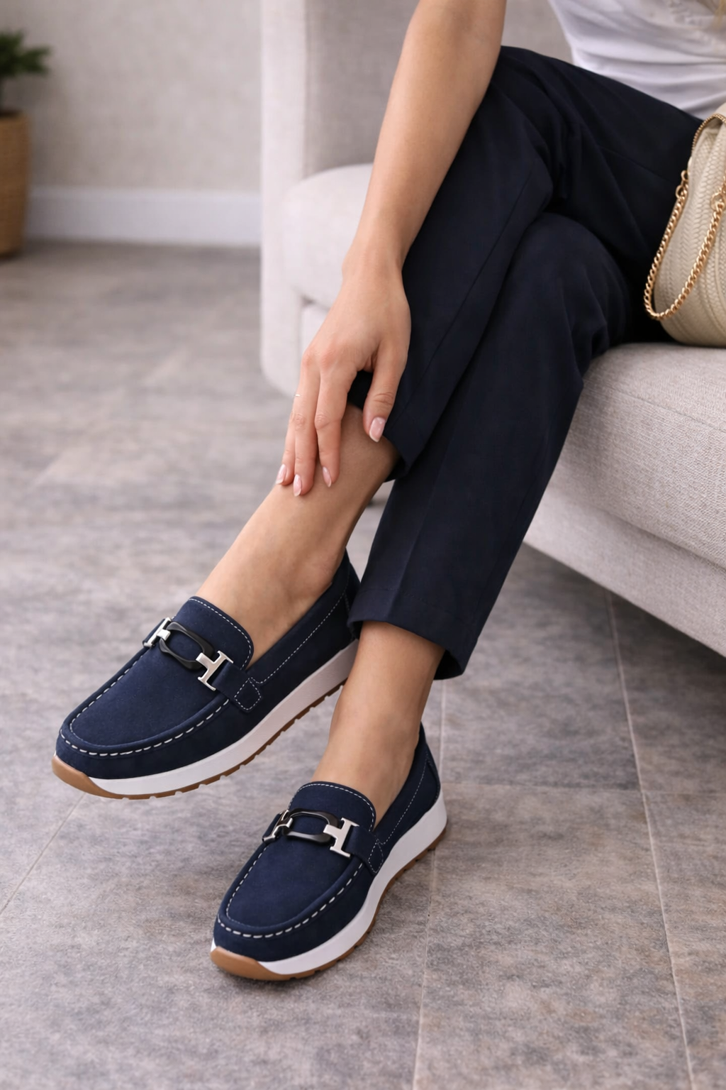 Fenna - Stijlvolle Comfort Loafers Dames met Gespdetail en Instapmodel