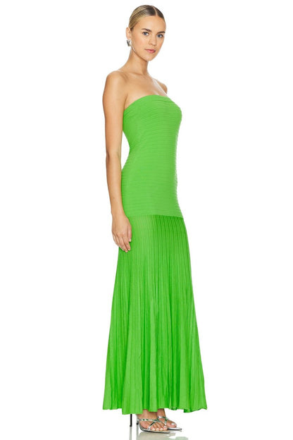 Fenna - Stijlvolle Galajurk Dames Strapless met Geribbelde Maxi Rok