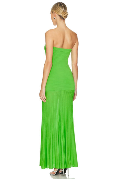 Fenna - Stijlvolle Galajurk Dames Strapless met Geribbelde Maxi Rok