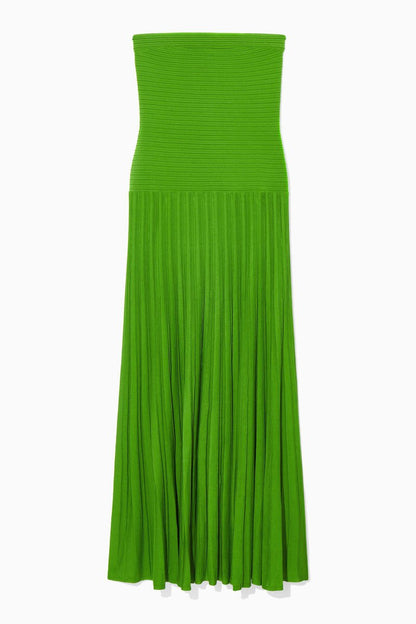 Fenna - Stijlvolle Galajurk Dames Strapless met Geribbelde Maxi Rok