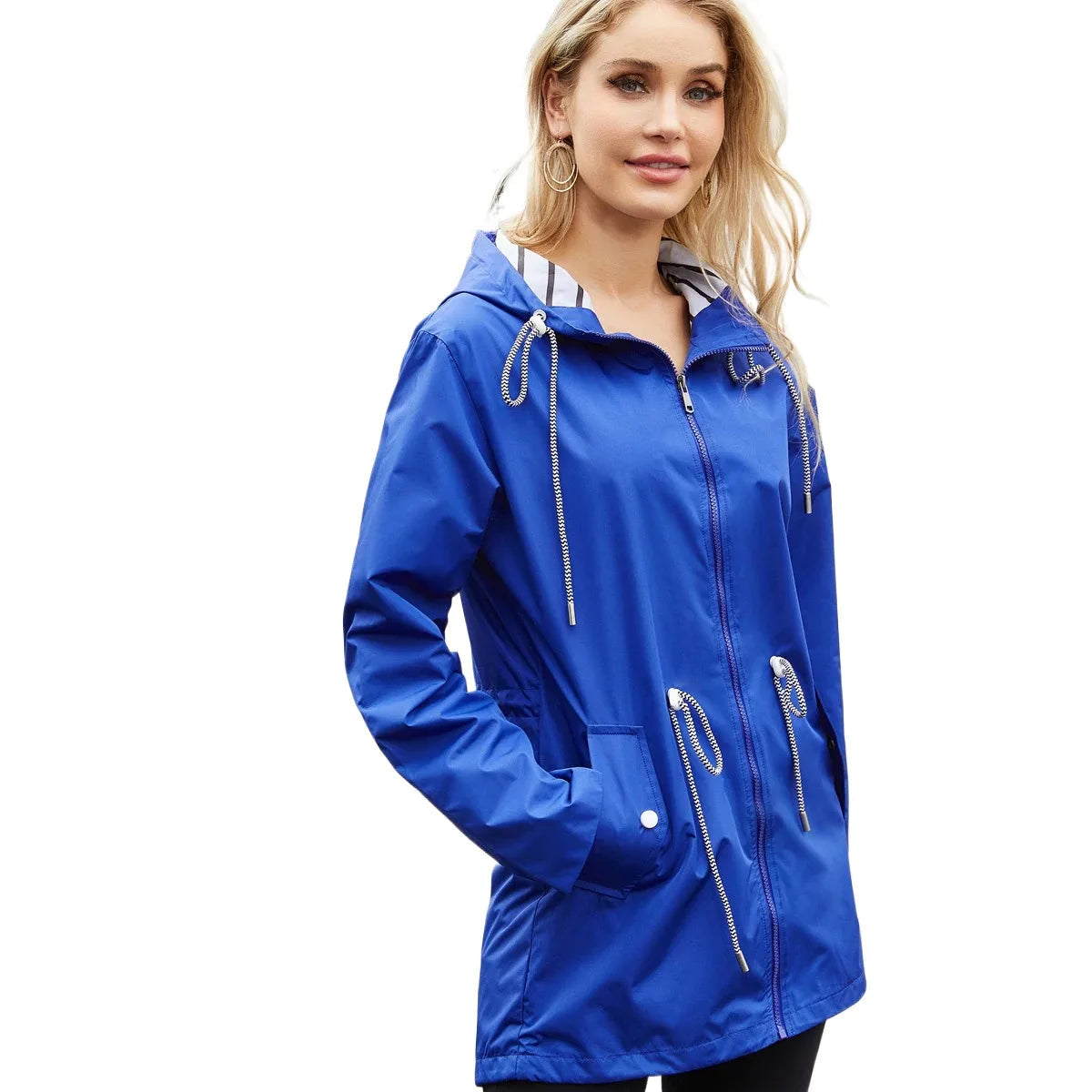 Noor - Dames Regenjas Herfst met Capuchon en Verstelbaar Taillekoord