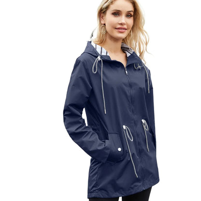 Noor - Dames Regenjas Herfst met Capuchon en Verstelbaar Taillekoord