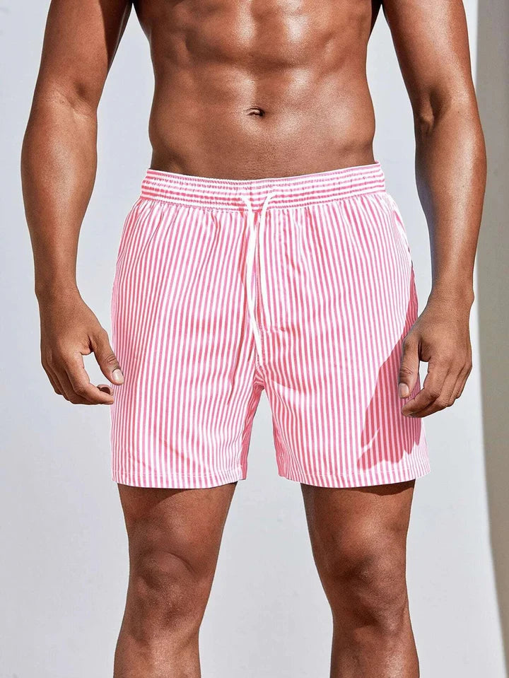 Finn - Casual Heren Zwembroek met Streepjesprint en Elastische Tailleband