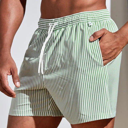 Finn - Casual Heren Zwembroek met Streepjesprint en Elastische Tailleband
