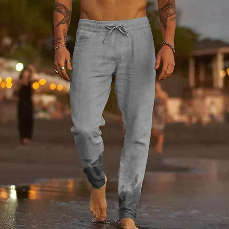 Finn - Casual Linnen Broek Heren met Elastische Taille en Smalle Pijpen